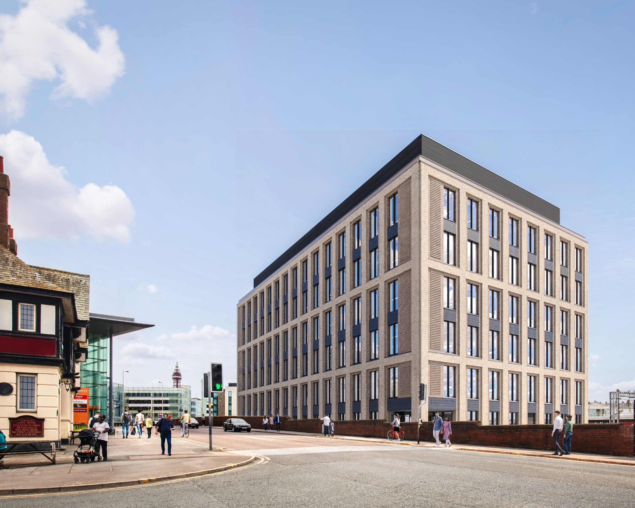 A planned 52,950 sq ft office block next to Blackpool North train station off Talbot Road. The office would bring an additional 1,100 workers into the area, with construction to start in 2025.