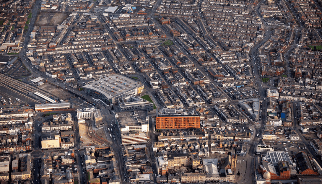 An areal view of Blackpool town